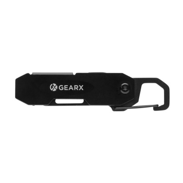 Logotrade verslo dovanos nuotrauka: Sulankstomas „Gear X“ kasdienio naudojimo įrankis su karabinu ir siuntų pjaustytuvu