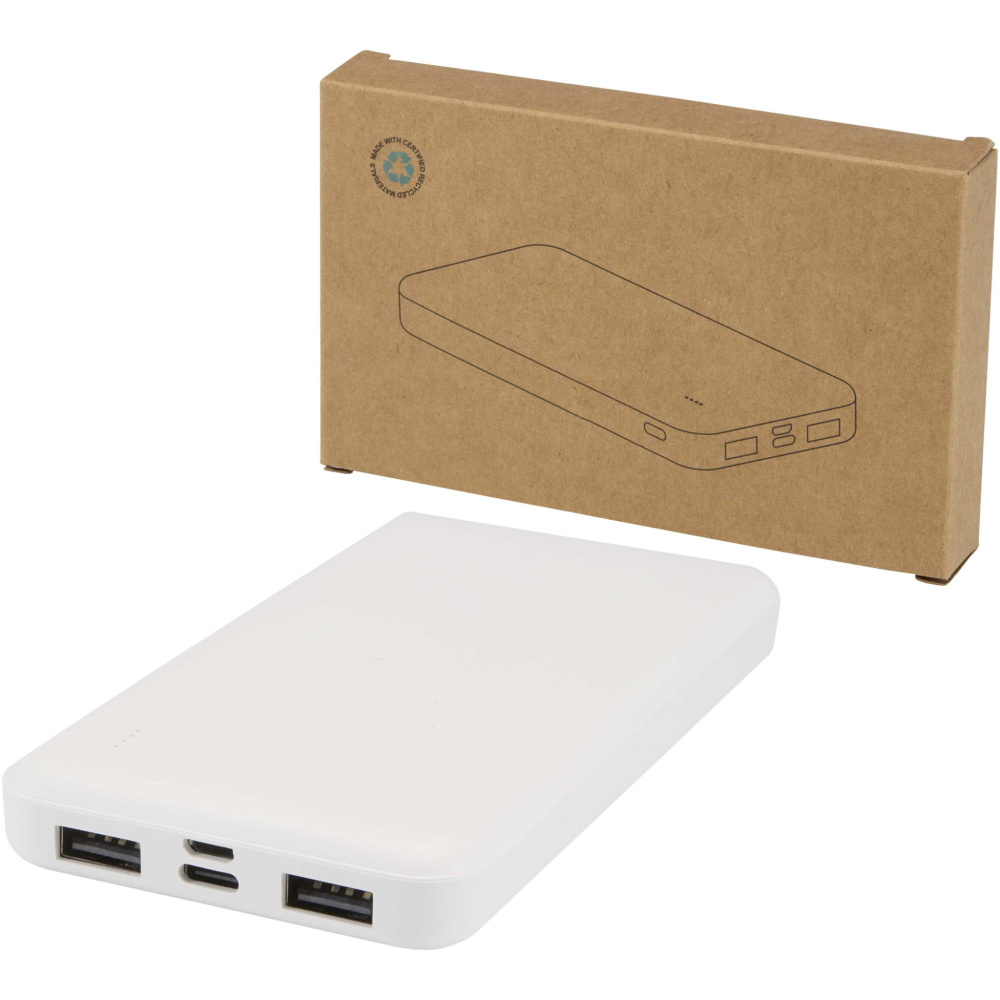 Logotrade firminės dovanos nuotrauka: „Intan“ 10 000 mAh 10 W perdirbto plastiko išorinė baterija