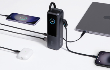 Logotrade reklaminiai produktai nuotrauka: „Anker“ išorinė baterija 25 000 mAh 165 W, įmontuotas ištraukiamas laidas
