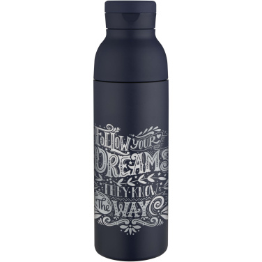 Logotrade dovana nuotrauka: „Illuminate“ 650 ml RCS perdirbto dvigubo sienelių nerūdijančio plieno vandens butelis su 3 dalių dangtelių rinkiniu