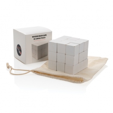Logotrade ziemassvētku dāvanas foto: Koka smadzeņu spēle audekla maisiņā
