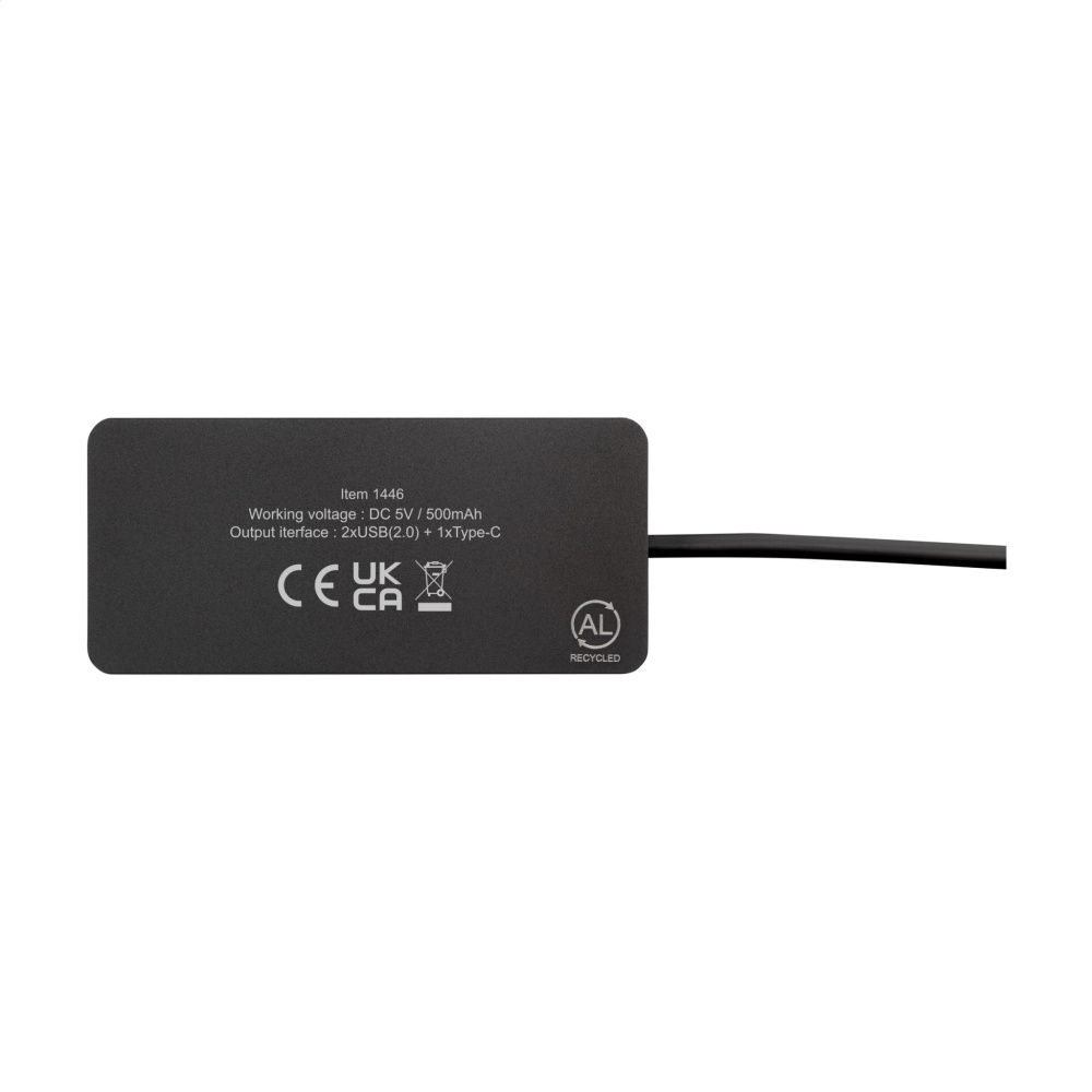 Logotrade logo dāvanas foto: Tecco GRS pārstrādāta alumīnija USB centrmezgls
