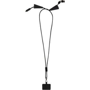 Logotrade Ideja dāvanas foto: Funi pārstrādātas plastmasas viedtālruņa siksniņa ar iebūvētu datu sinhronizāciju un 100 W ātrās uzlādes 5-in-1 kabeli