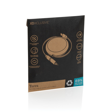 Logotrade logo dāvanas foto: Terra RCS pārstrādāta alumīnija ievelkams 240 W 2-in-1 kabelis