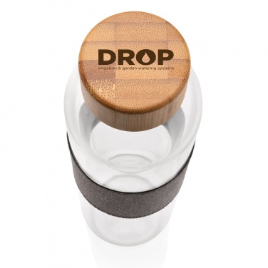 Логотрейд pекламные cувениры картинка: Бутылка из ударопрочного боросиликатного стекла с бамбуковой крышкой