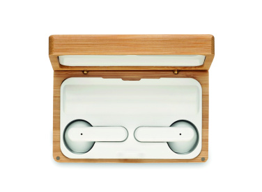 Логотрейд pекламные cувениры картинка: TWS earbuds in bamboo case