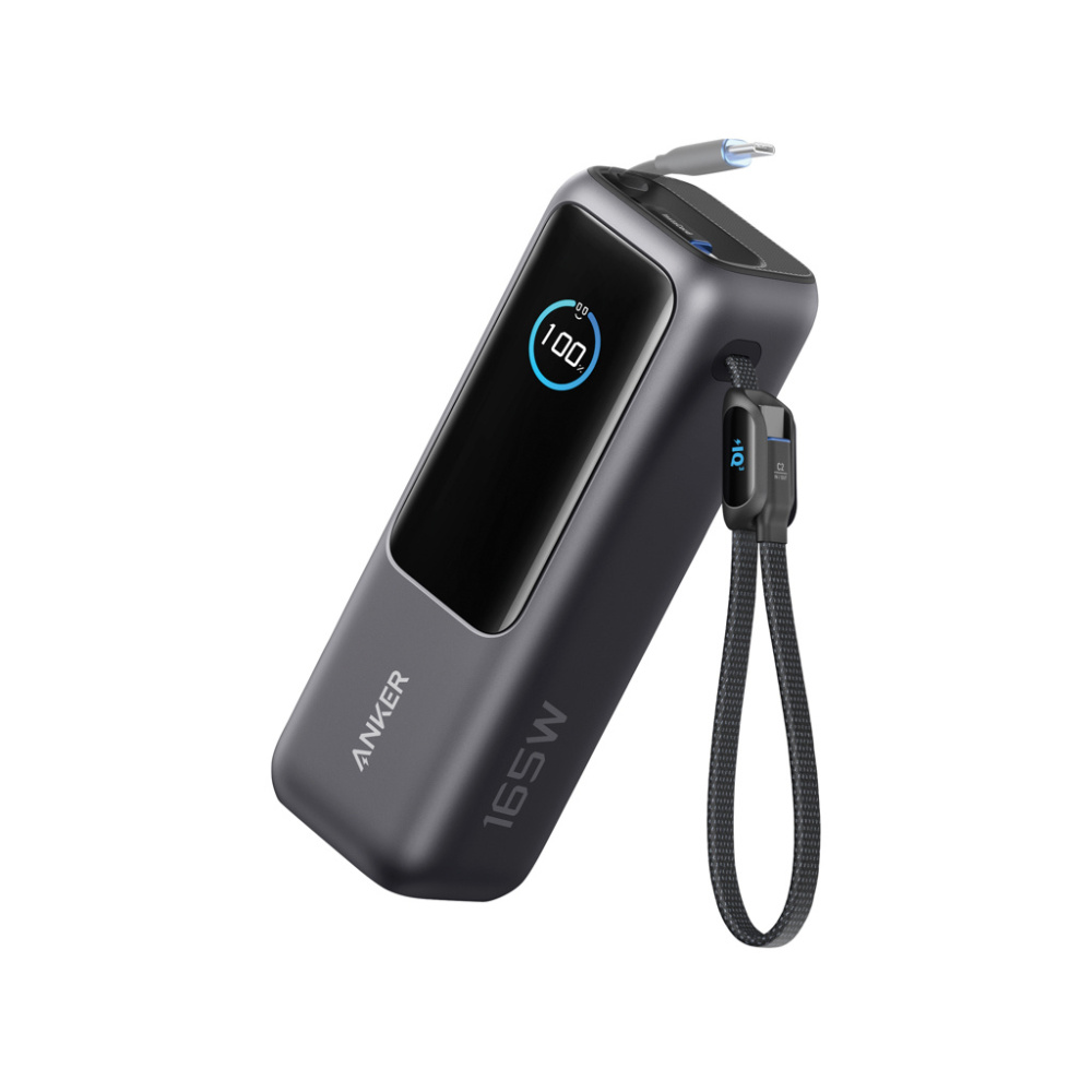 Лого трейд бизнес-подарки фото: Anker Power Bank 25.000 мАч 165 Вт, встроенный выдвижной кабель