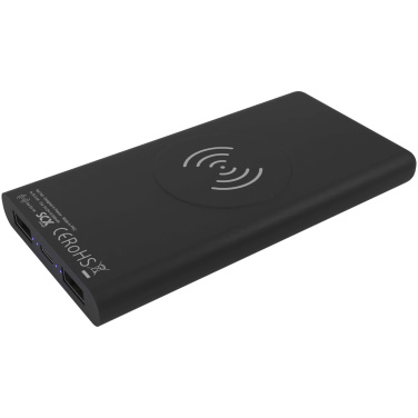 Logotrade reklamprodukter bild: SCX.design P40 10 000 mAh upplyst trådlös powerbank i gummi
