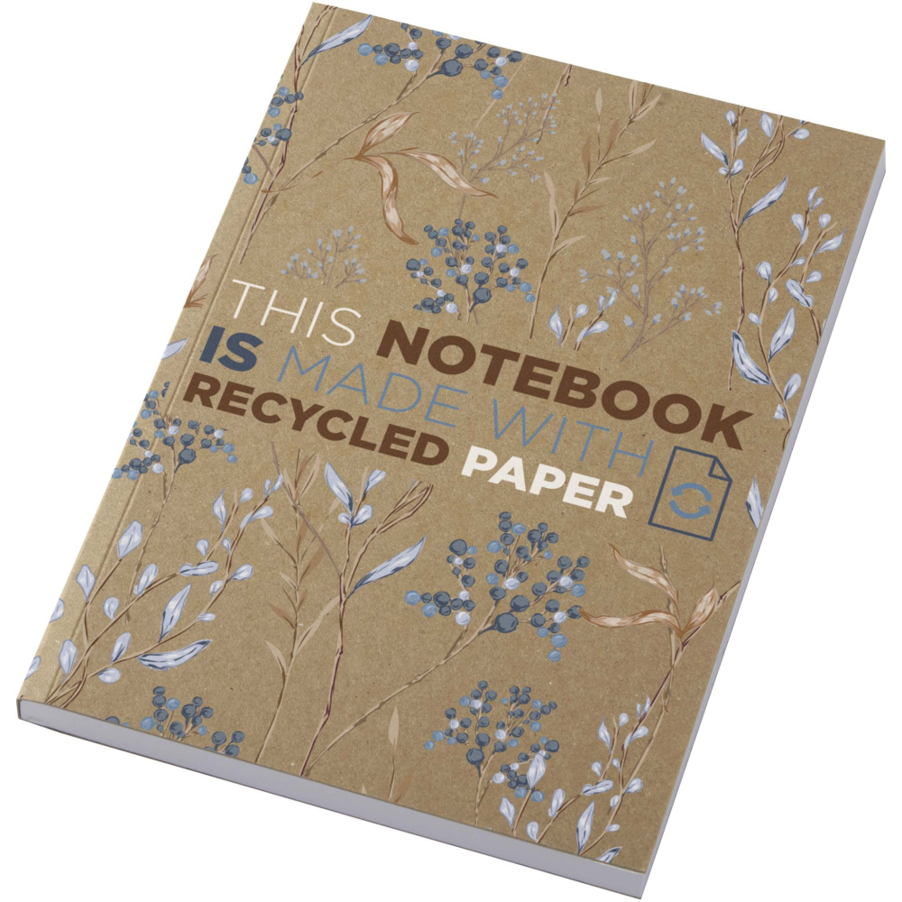 Logotrade profilprodukter bild: Novella Austen A5 anteckningsbok med återvunnet mjukt omslag med kraftpapper, 100 ark