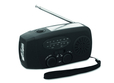 Logotrade presentreklam bild: Bärbar radio med LED-ficklampa