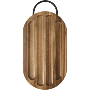 Logotrade reklamprodukter bild: Prestige skärbräda av akaciaträ, med brödkniv